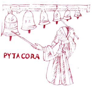 disegno di Pitagora che suona campane